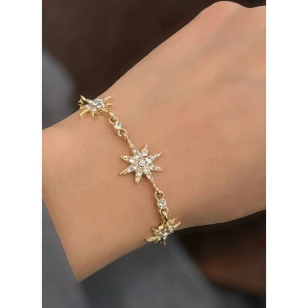 NEW Boho Diamond Stars Dainty Adjustable Charm Petite Bracelet Anklet Gold A0127